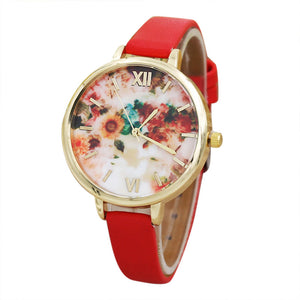 Flower Time Leather Band Wrist Watch - MojoSoMint